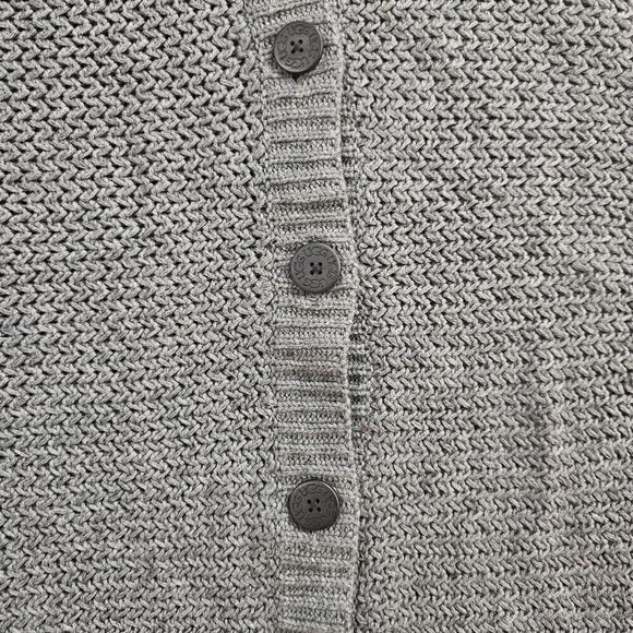 UGG Maribeth Wool Blend Button Down Charcoal Heather Knit Cape Poncho Sweater M - Picture 4 of 11